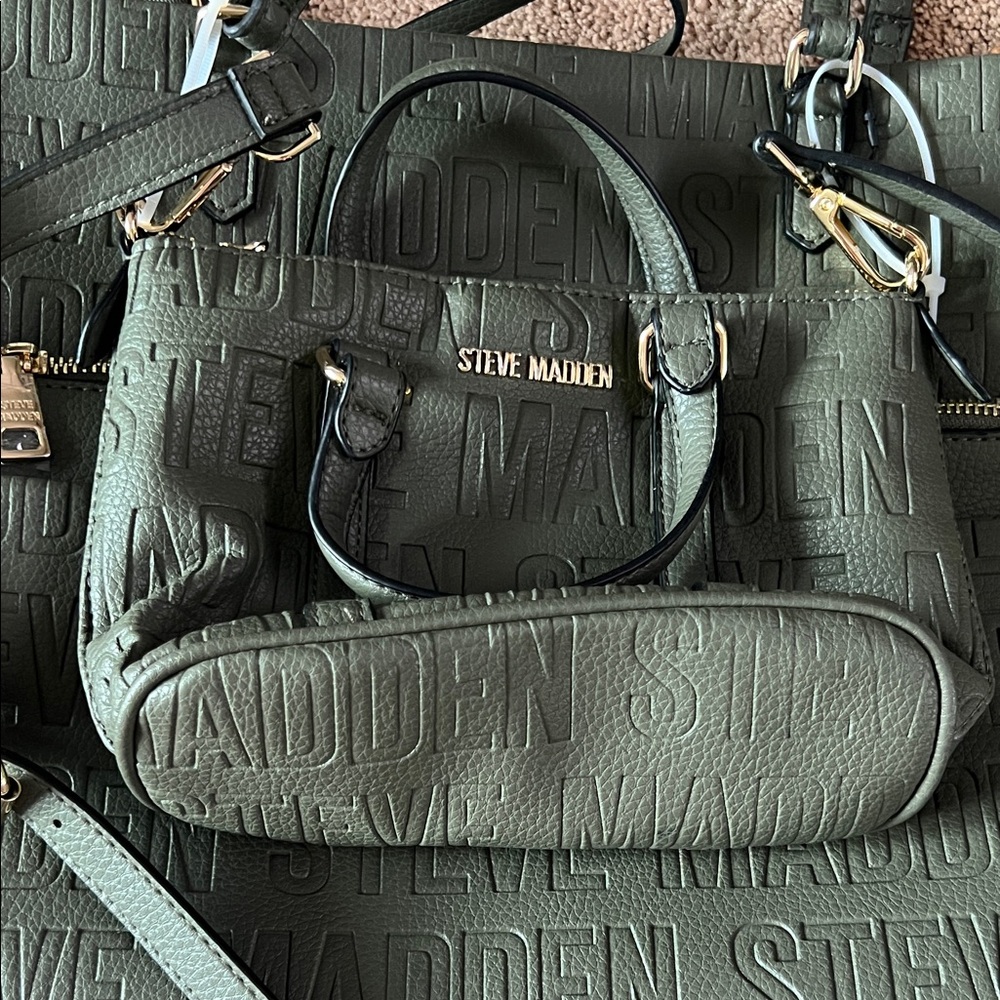 Steve Madden Blivia Maddi Olive Handbag with 2 Small Matching Bags - Picture 4 of 13